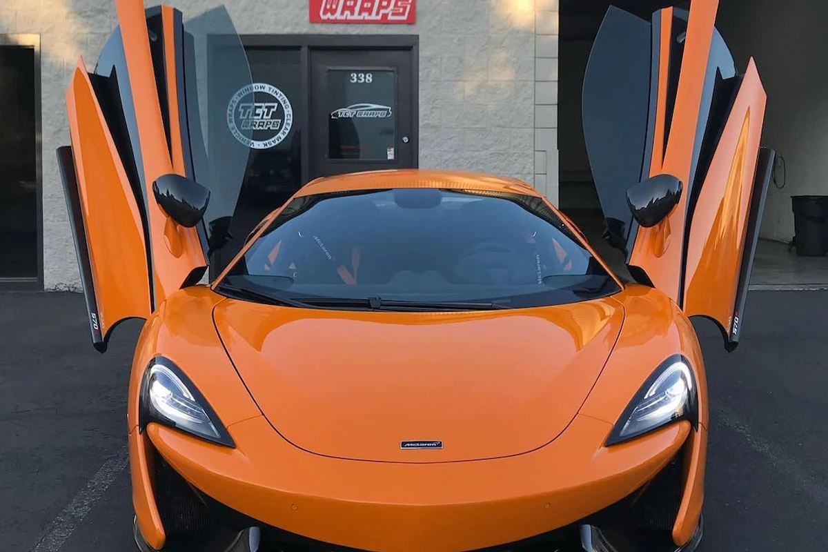 Orange McLaren with ceramic window tint